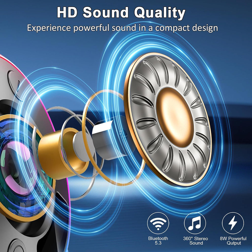 Bluetooth Shower Speaker, Portable Bluetooth 5.4 Speaker with 360°HD Stereo Sound and Robust Bass, IPX7 Waterproof Speakers, LED Light, Built in Mic for Home, Party, Outdoor Beach, Gift