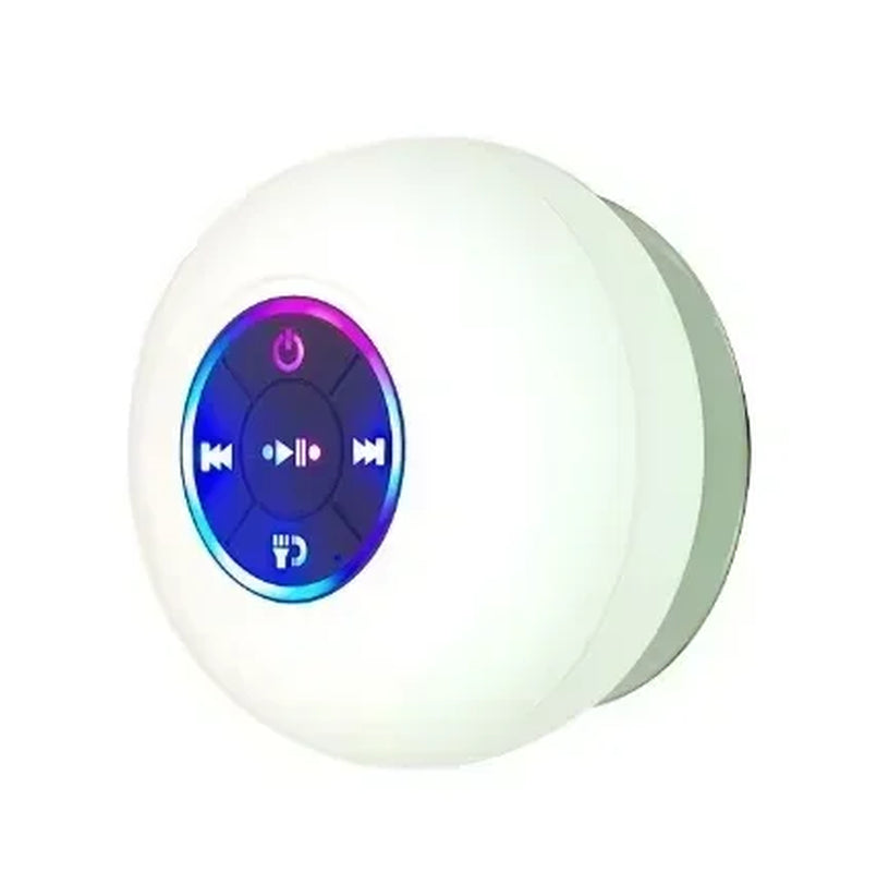 Suction Cup Wireless Bluetooth Speaker Waterproof Shower Speaker with LED Light USB Charging for Bathroom Travel Home