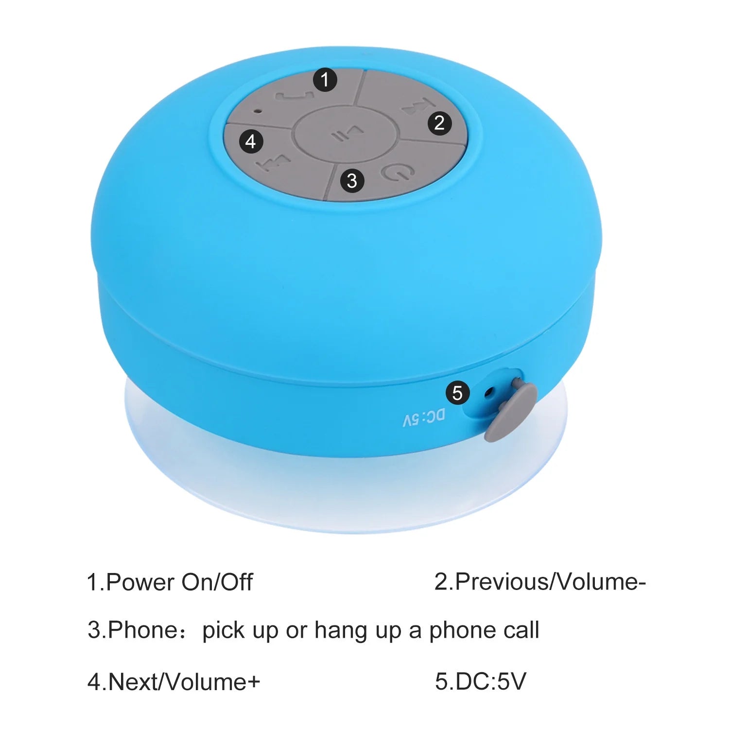 , Shower Speaker, IPX6 Waterproof Bluetooth Speaker, Loud HD Sound, Portable Wireless Speaker with Suction Cup & Sturdy Hook, Built-In Mic, for Shower, Pool, Beach, Black